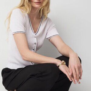 nwt WHITE HOUSE BLACK MARKET contrast braid think knit sweater s small